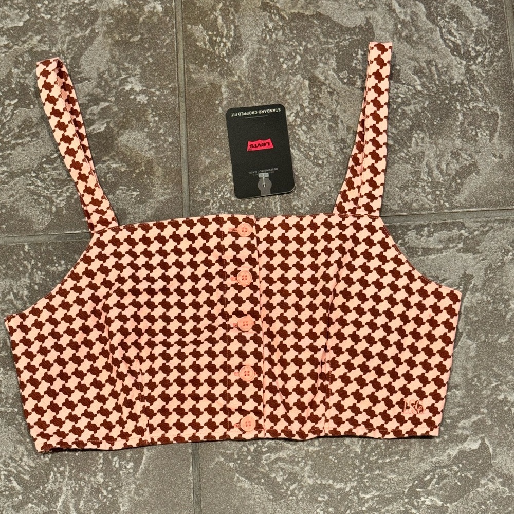 Levi's Nadia Crop Top Cherry Mahagany 100% Cotton XS NWT $49.50